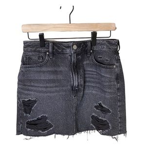 Pacsun Size 27 Black High Waist Distressed Stone Wash Jean Mini Skirt
